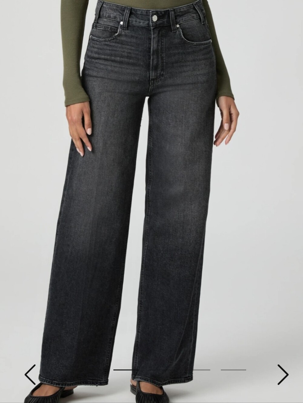 Paige Sasha High Ruse Wide Leg Jean In Viper Black Distressed